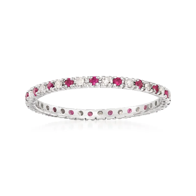 Ross-Simons Ruby and . Diamond Eternity Band in 14kt White Gold