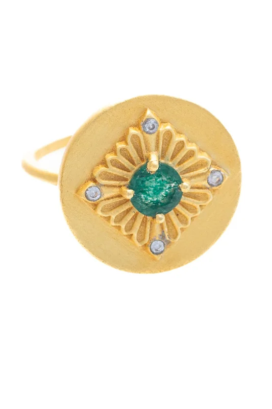 Rubyteva Arabesque Green Aventurine ring