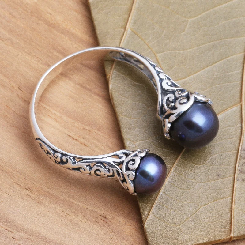 Seeking You Cultured Peacock Pearl and Sterling Silver Ring from Bali