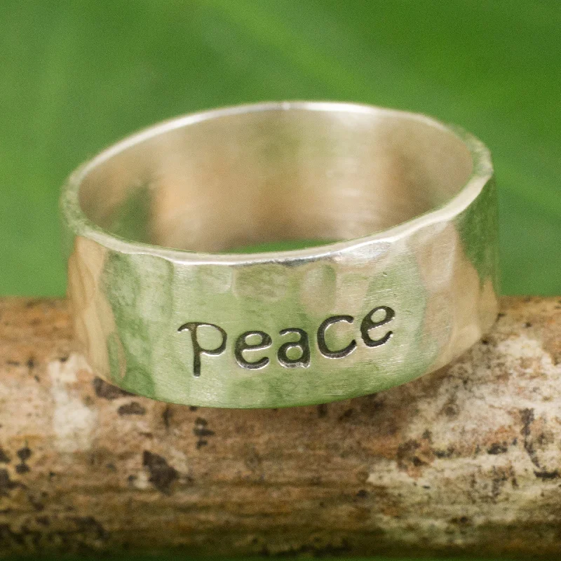 Spirit of Peace Handcrafted Sterling Silver Band Ring