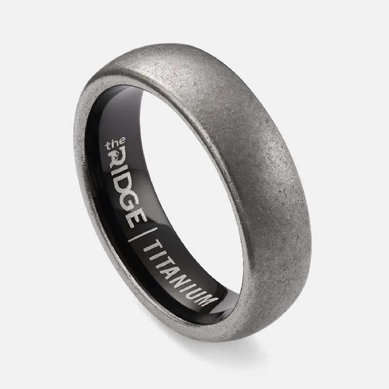 Ridge 6mm Rounded Ring Set - Stonewashed Titanium