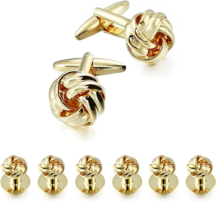 18K Gold Classic Knot Tie Cufflink Set