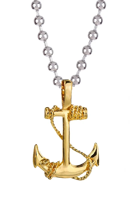 18k Gold & Silver Two tone Anchor Necklace