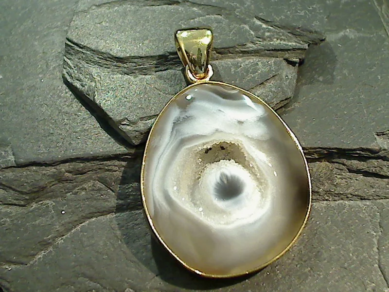 Agate With Druzy, Alchemia Large Pendant