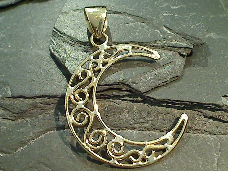 Alchemia Large Crescent Moon Pendant With Cut Outs