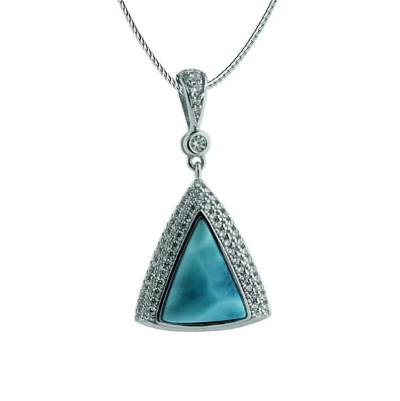 Alamea Larimar Necklace in Sterling Silver with Cubic Zirconia