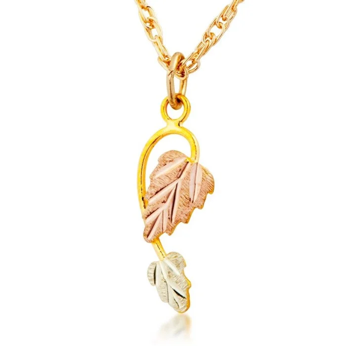 Black Hills Gold 10K Dangle Leaf Necklace