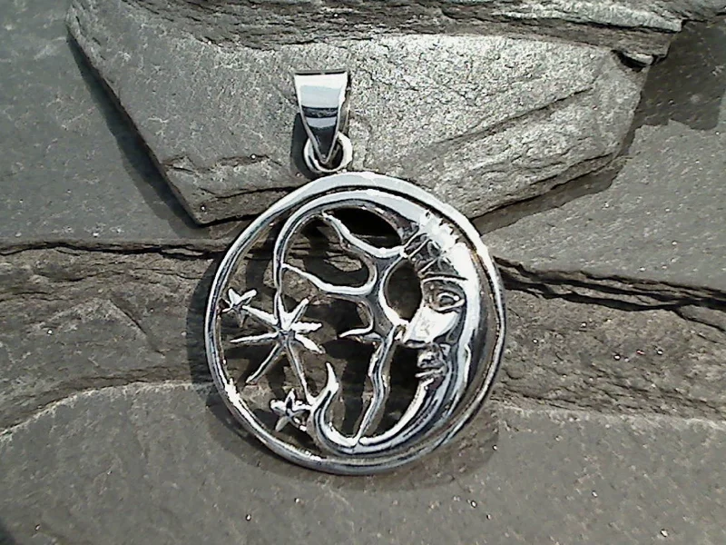 Sterling Silver Moon And Stars Pendant