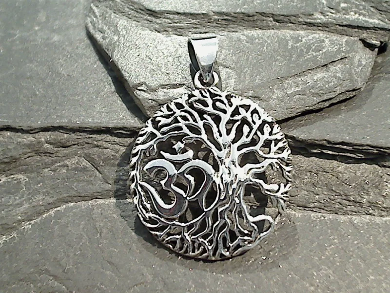 Sterling Silver Tree Of Life And Om Symbol Pendant