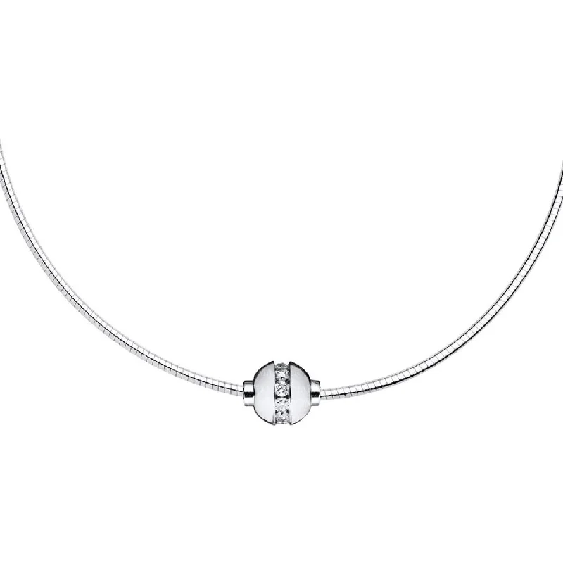 Cape Cod Cubic Zirconia Single Bead Omega Necklace in Sterling Silver