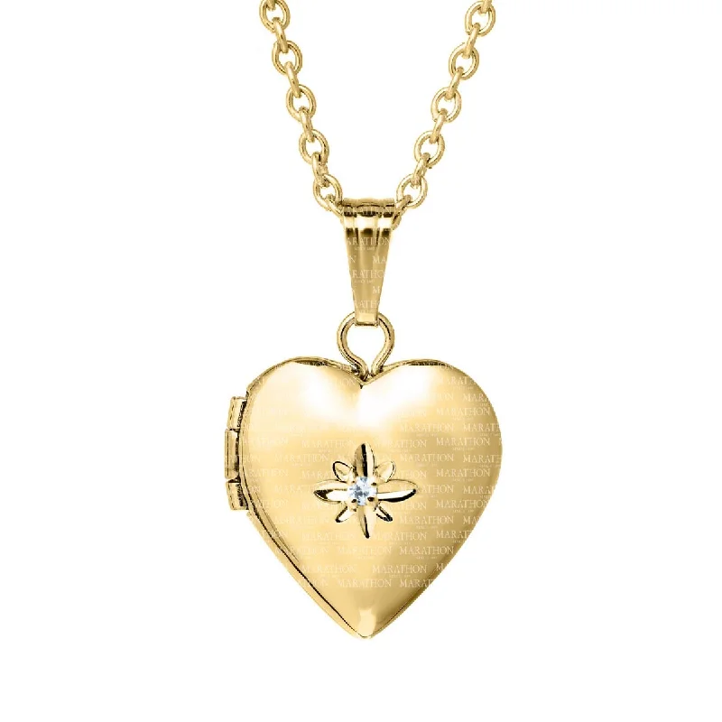 Childrens Gold Filled Heart Locket in 14kt with Diamond