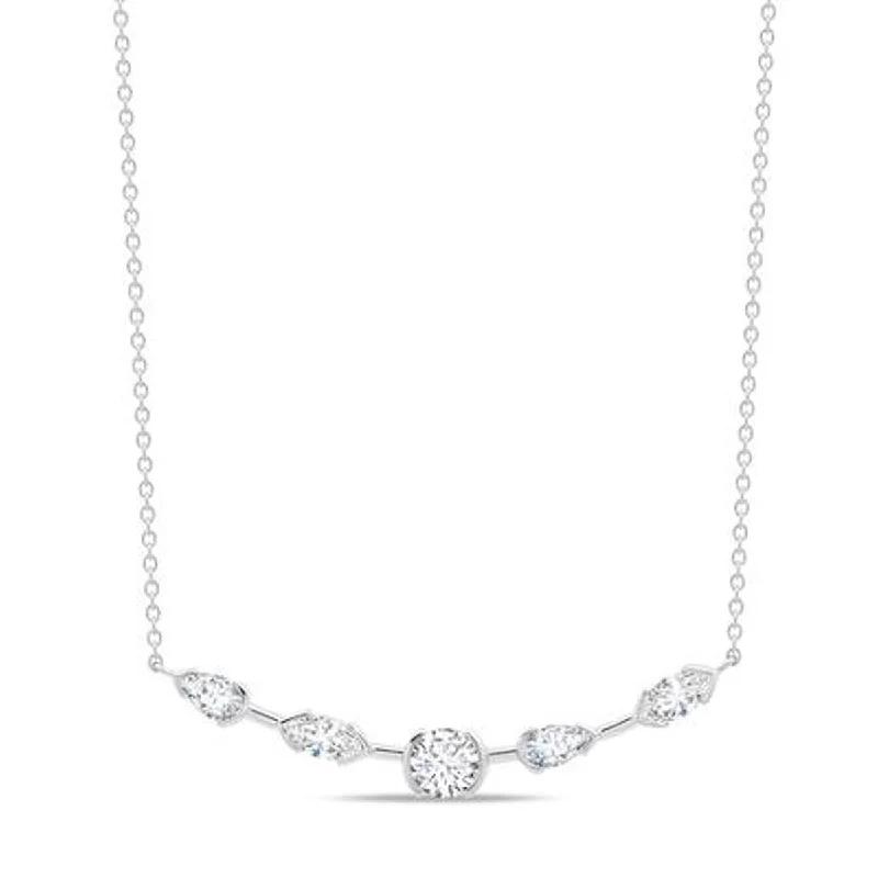 Crislu Cubic Zirconia Lavish Split Bezel Necklace in Sterling Silver with Platinum Finish