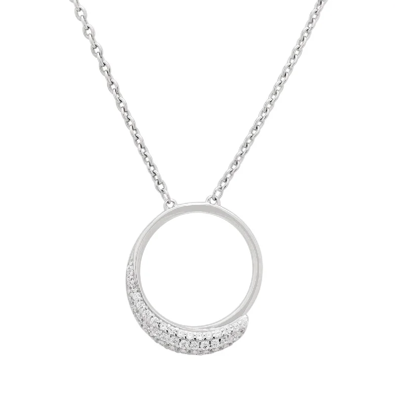 Cubic Zirconia Circle Necklace in Sterling Silver