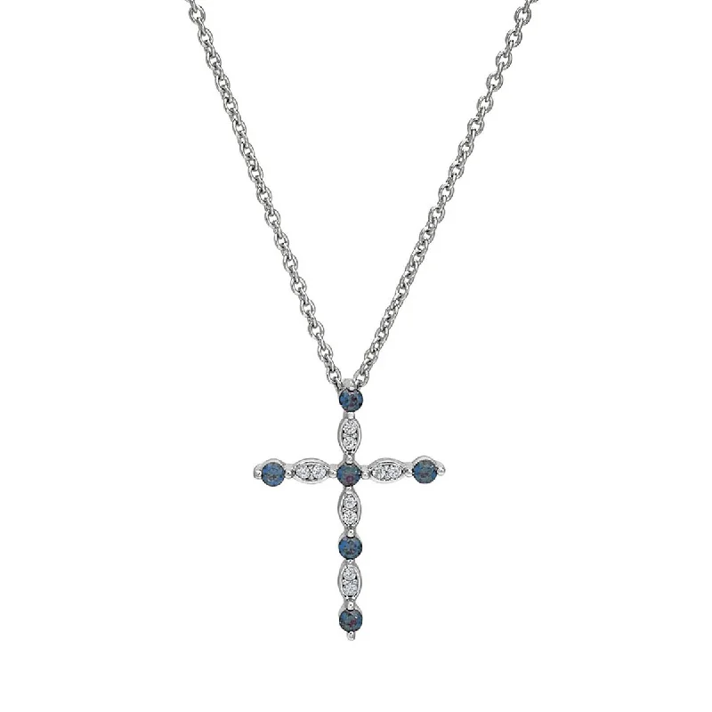 Cubic Zirconia December Cross Necklace in Sterling Silver