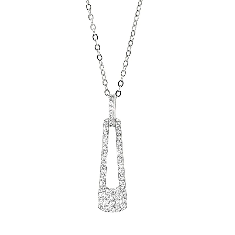 Cubic Zirconia Drop Necklace in Sterling Silver with Platinum Finish