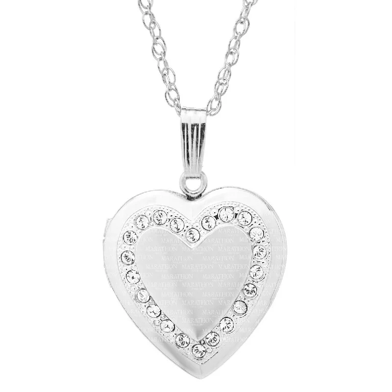 Cubic Zirconia Heart Locket in Sterling Silver