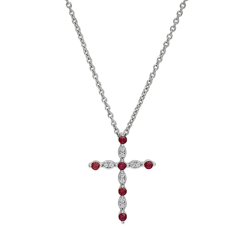 Cubic Zirconia January Cross Necklace in Sterling Silver