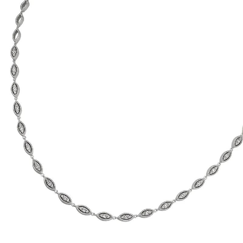 Cubic Zirconia Marquis Necklace in Sterling Silver with Platinum Finish