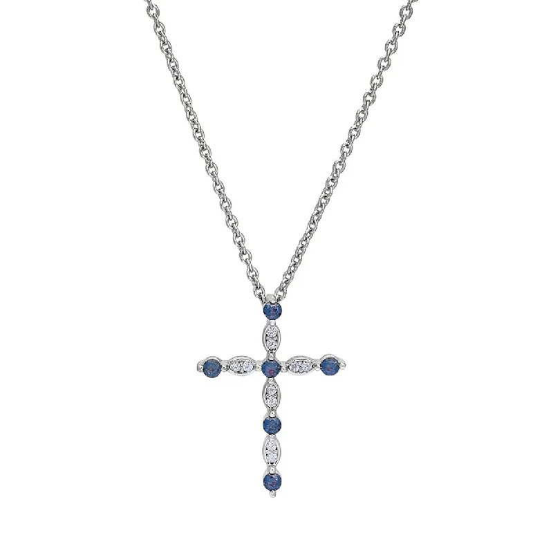 Cubic Zirconia September Cross Necklace in Sterling Silver