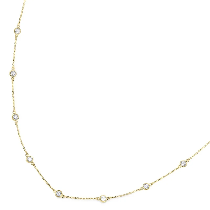 Cubic Zirconia Tin Cup Necklace in Sterling Silver with 14kt Gold Plating