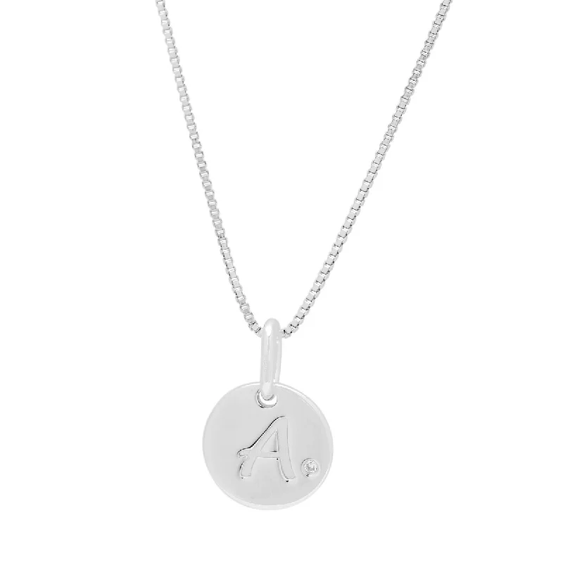 Diamond Initial A Necklace in Sterling Silver (.01ct)