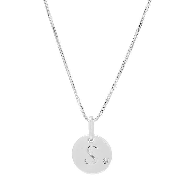 Diamond Initial S Necklace in Sterling Silver (.01ct)