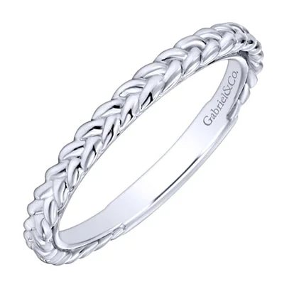 Gabriel Braided Stackable Band in 14kt White Gold