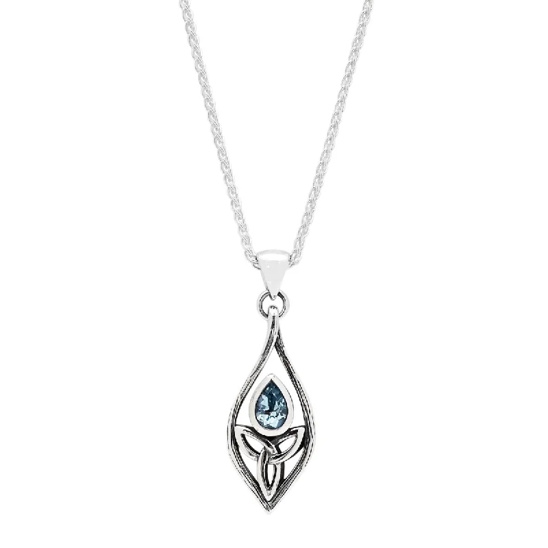 Keith Jack Blue Topaz Guardian Angel Necklace in Sterling Silver