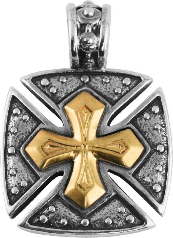 Konstantino Byzantium Sterling Silver & Bronze Maltese Cross Pendant STKJ297-300