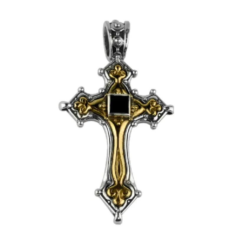 Konstantino Myrmidones Sterling Silver Bronze & Onyx Cross Pendant STKJ316-120