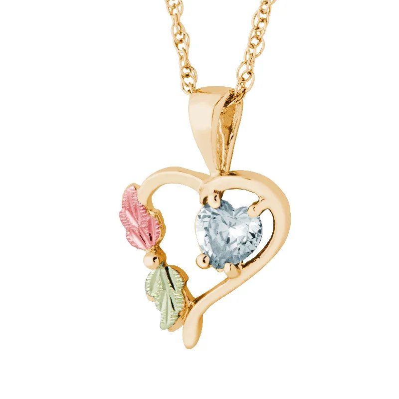 Landstrom's Black Hills Gold April Heart Birthstone Pendant