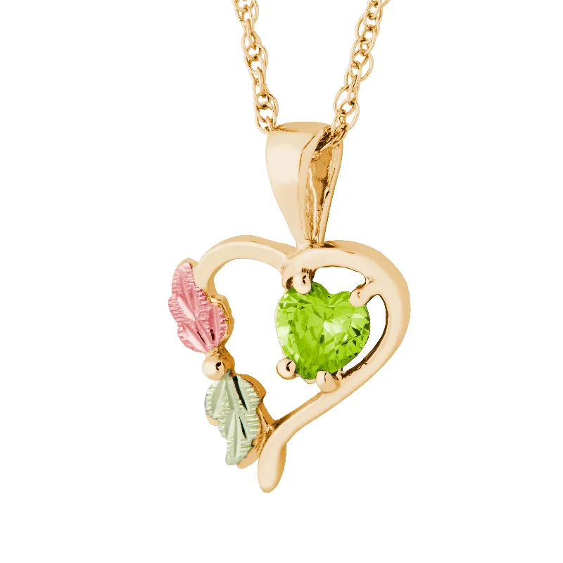 Landstrom's Black Hills Gold August Heart Birthstone Pendant