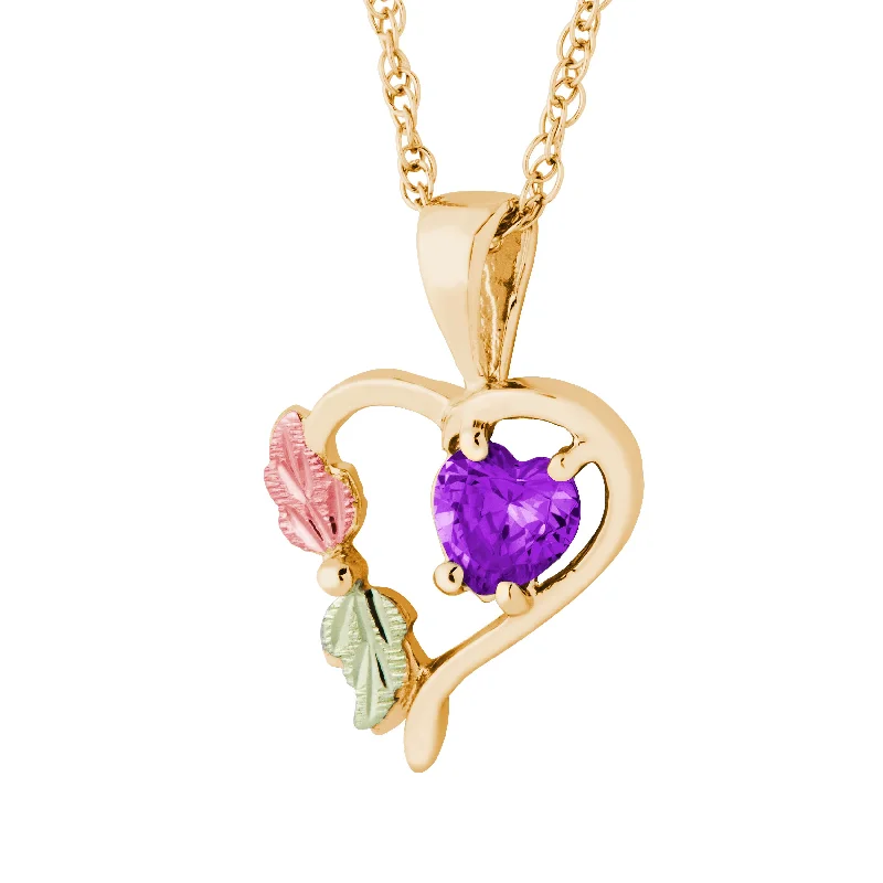 Landstrom's Black Hills Gold February Heart Birthstone Pendant