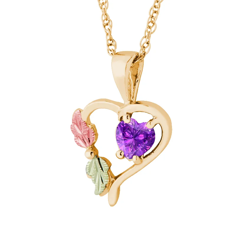 Landstrom's Black Hills Gold June Heart Birthstone Pendant