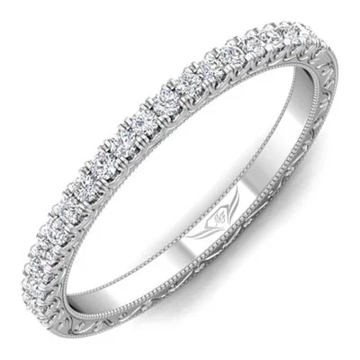 Martin Flyer Diamond Engraved Wedding Band in 14kt White Gold (1/4ct tw)