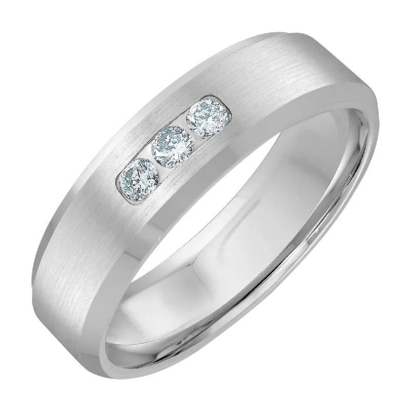 Mens Diamond Wedding Band in 14kt White Gold (1/7ct tw)(6mm)