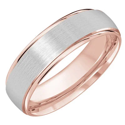 Mens Wedding Band in 14kt White and Rose Gold (6mm)