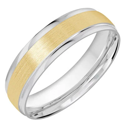 Mens Wedding Band in 14kt White and Yellow Gold (6mm)