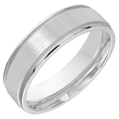 Mens Wedding Band in 14kt White Gold (6mm)