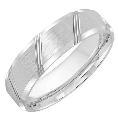 Mens Wedding Band in 14kt White Gold (6mm)