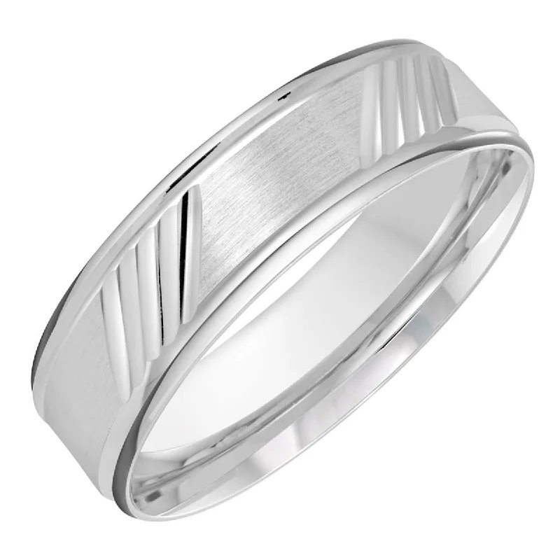 Mens Wedding Band in 14kt White Gold (6mm)