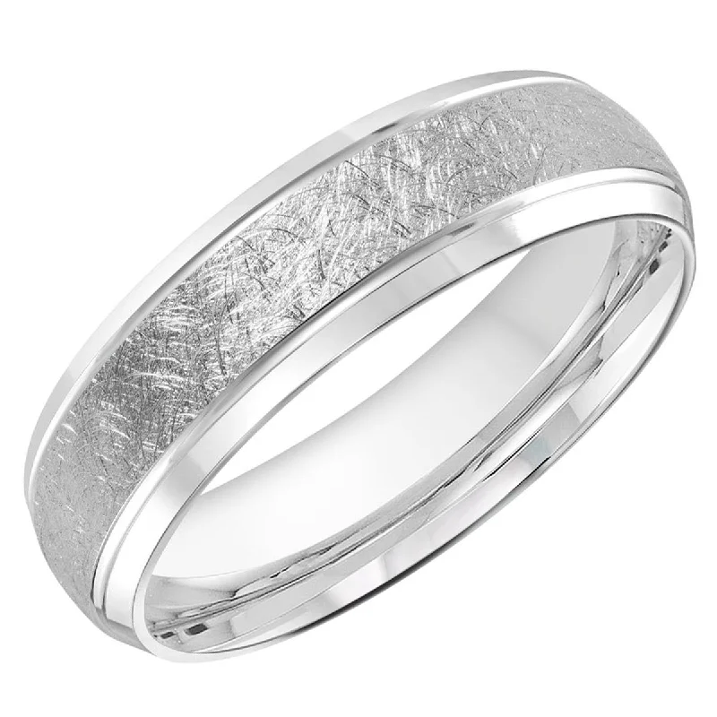 Mens Wedding Band in 14kt White Gold (6mm)