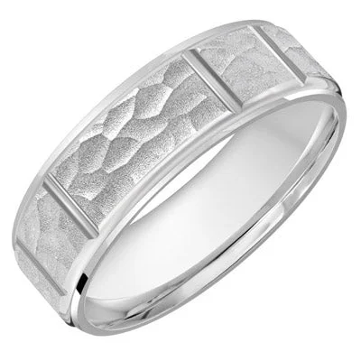 Mens Wedding Band in 14kt White Gold (7mm)