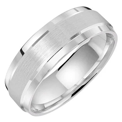 Mens Wedding Band in 14kt White Gold (7mm)