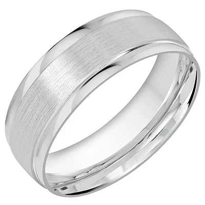 Mens Wedding Band in 14kt White Gold (8mm)