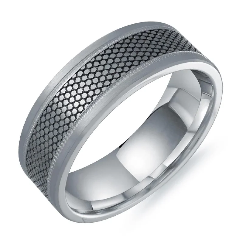 Mens Wedding Band in 14kt White Gold and Tantalum (7mm)