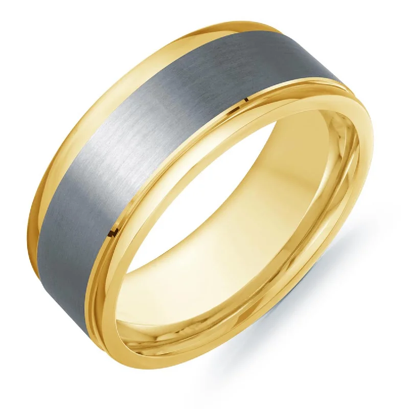 Mens Wedding Band in 14kt Yellow Gold and Tantalum (8mm)