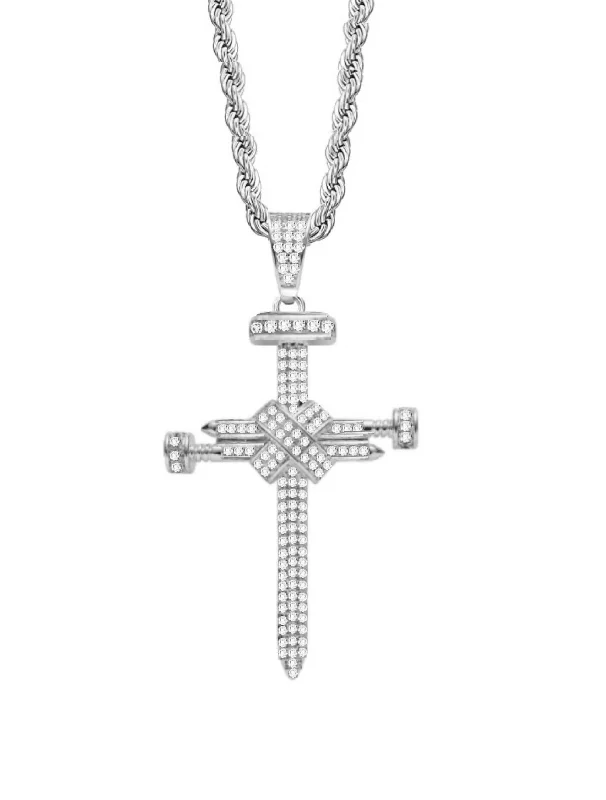 Silver Cz Cross Necklace